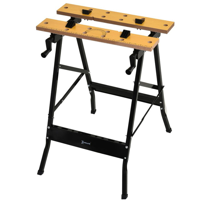 Portable Work Bench w Adjustable Clamps | DURHAND | MDF Top | Black