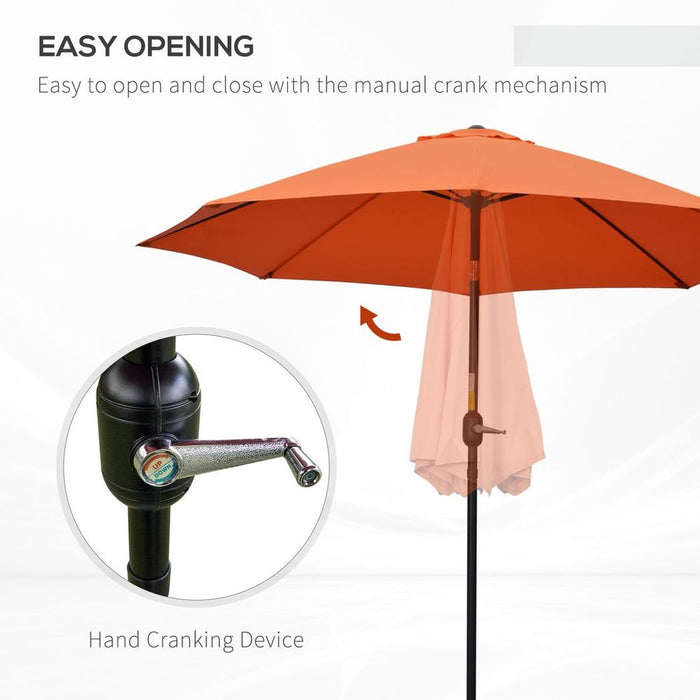 Outsunny 2.6M Patio Umbrella - Sunshade Canopy w/ Tilt & Crank Orange, Excellent Quality