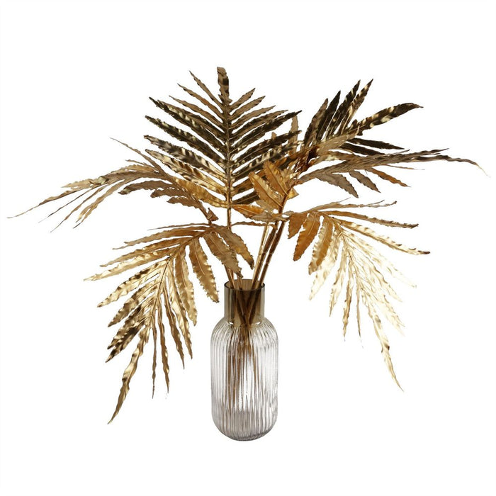 Premium 80cm Artificial Gold Palm Leaves with Gold Ombre Glass Vase - High-Quality and Stunning Display