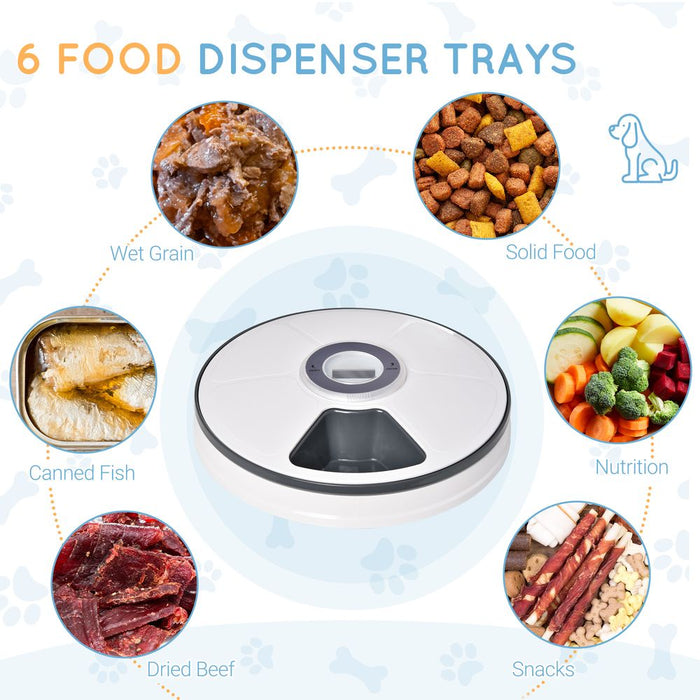 Convenient Automatic Pet Feeder - 6 Meals, Timer, White - Top Quality!