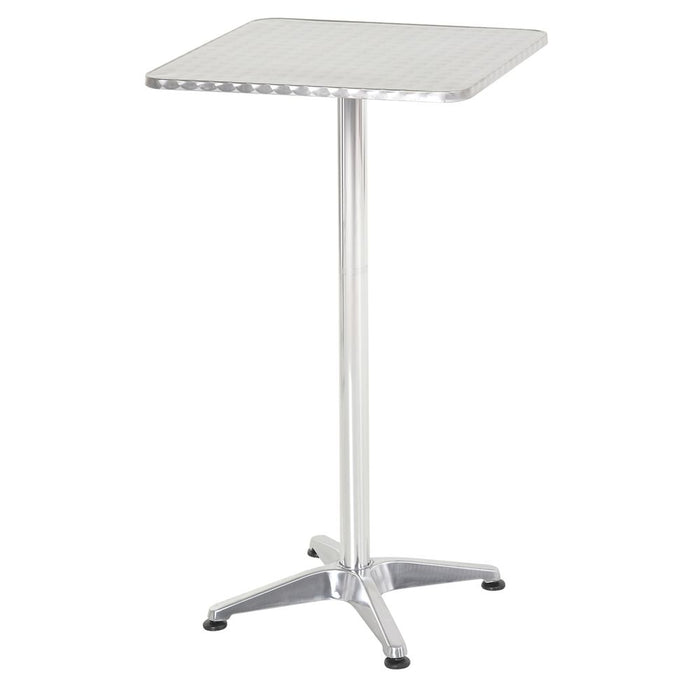 60x60cm Height Adjustable Bistro Table - Pub Quality, Stainless Aluminium Edge