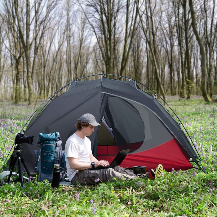 Camping Tent Compact 2 Person Dome Tent for Hiking & Garden - Dark Grey