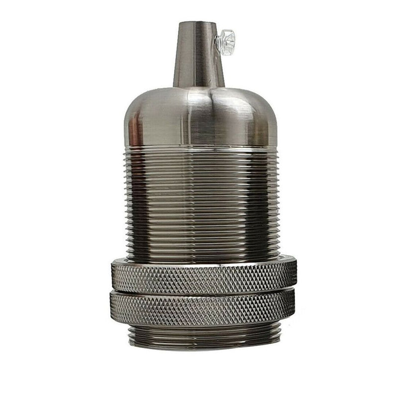 Smooth Holder With Ring Satin Nickel E27 Socket Ceramic Holder