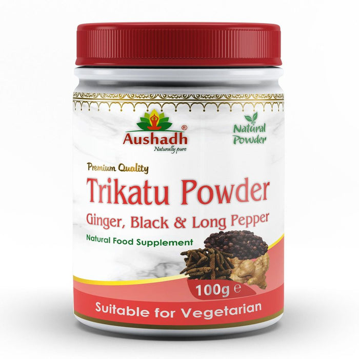 Trikatu Powder - Ayurvedic Digestive & Respiratory Aid with Long Pepper, Black Pepper, & Ginger - Promotes Weight Loss & Relieves Inflammation