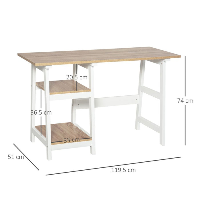 Natural Computer Writing Desk w/ Shelf - High Quality PC Workstation for Home Office - Professional Seller