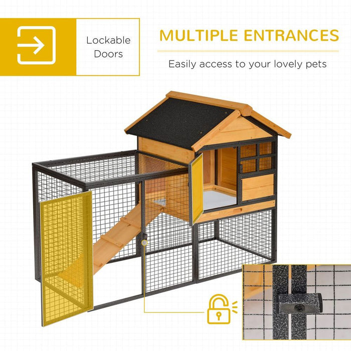 Deluxe Wood-Metal Rabbit Hutch | Outdoor Pet House | 122 x 63 x 92cm