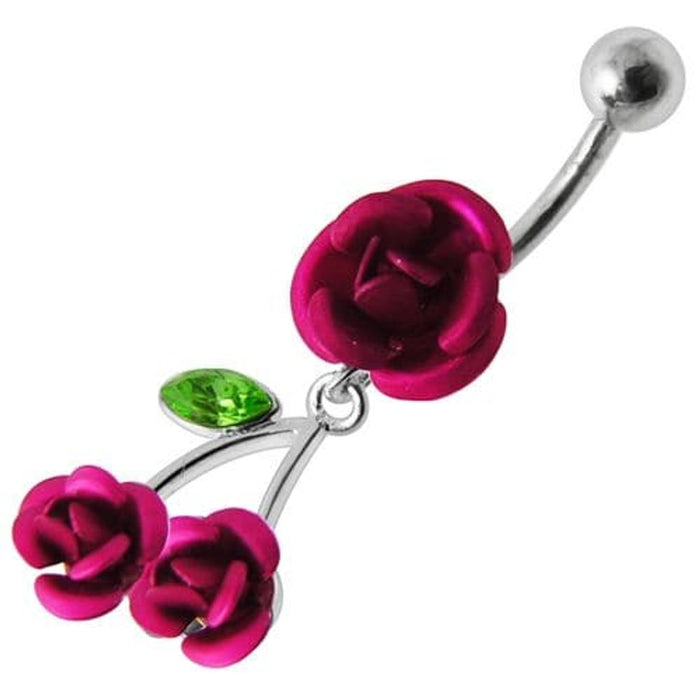 Jeweled Roses Dangling Belly Ring