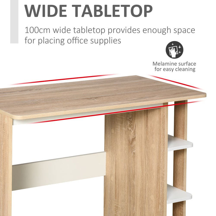 Duo Work Desk & 3-Tier Side Shelves | Wide Table | Sturdy Frame | 2-In-1