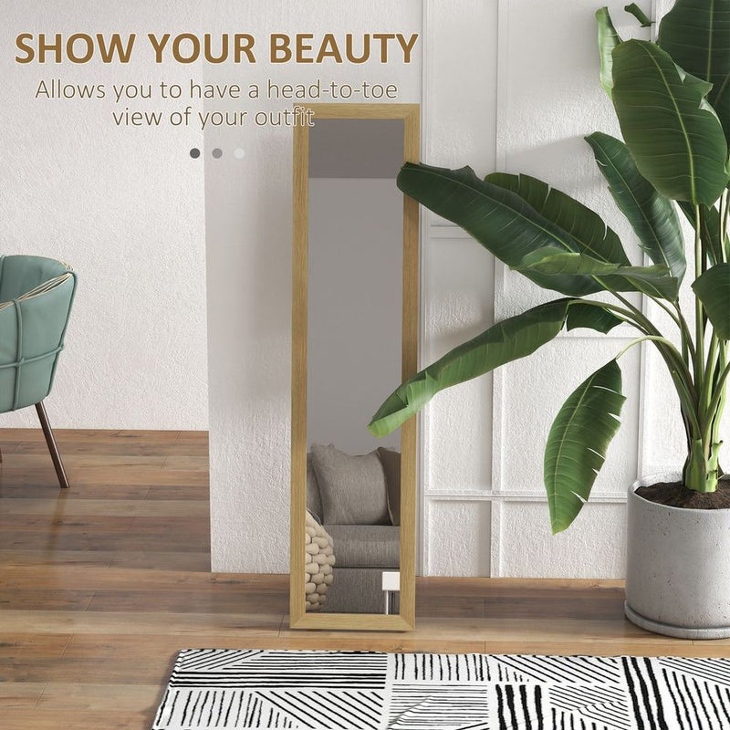 HOMCOM Full Length Mirror, Farmhouse Wall & Floor Mirror - Hanging & Freestanding
