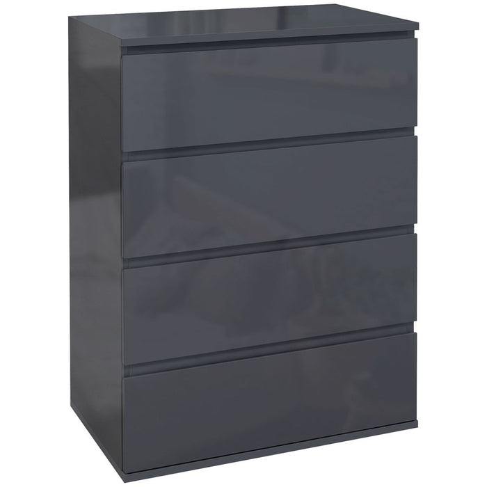 Premium HOMCOM High Gloss Bedroom Chest - 4 Drawers Dresser, Organizing Drawer Unit