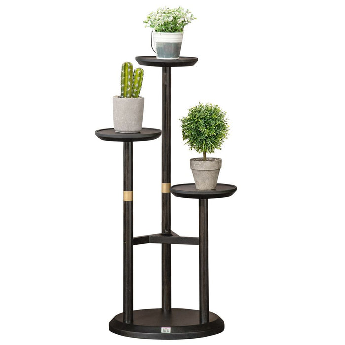 Premium 3-Tier Bamboo Plant Stand - Indoor/Outdoor - Dark Walnut - High Quality