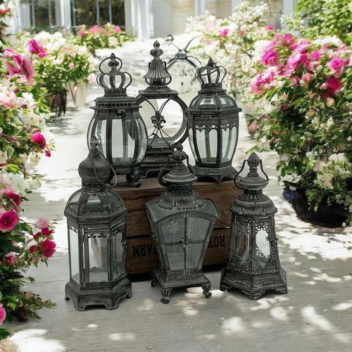 40CM 6 ASSORTED METAL GARDEN LANTERNS