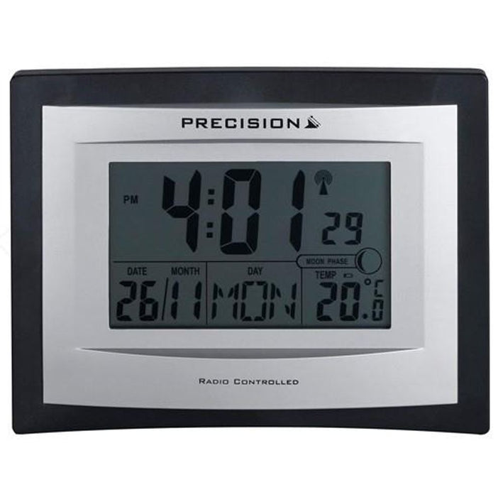 Precision Radio Controlled Wall Desk Clock, Day/date, Temperature Digital Display Alarm Clock AP046