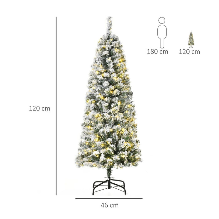 4 Feet Prelit Artificial Snow Flocked Christmas Tree Warm LED Light Green White