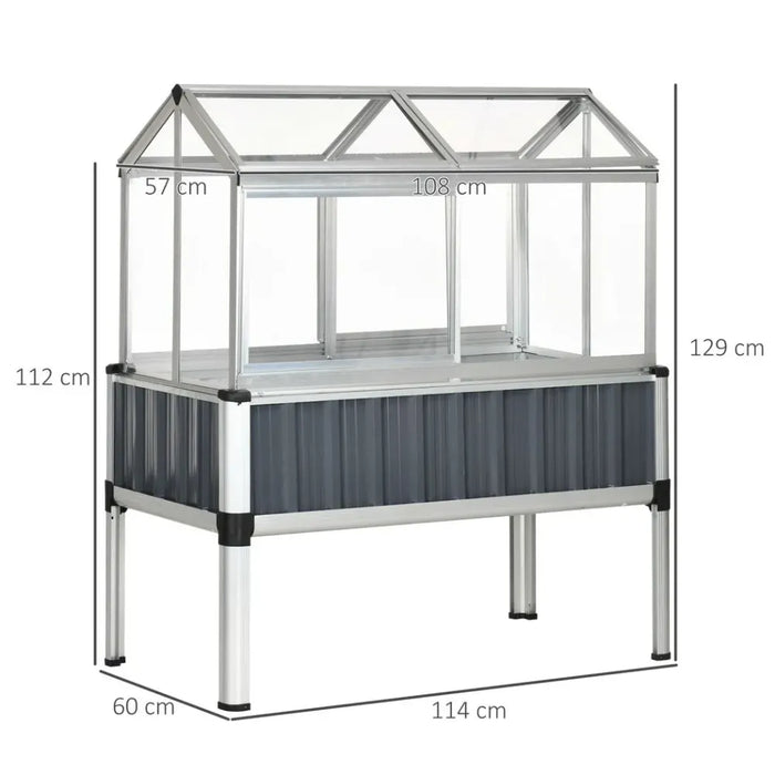 Premium Galvanized Steel Raised Bed with Greenhouse & Openable Windows