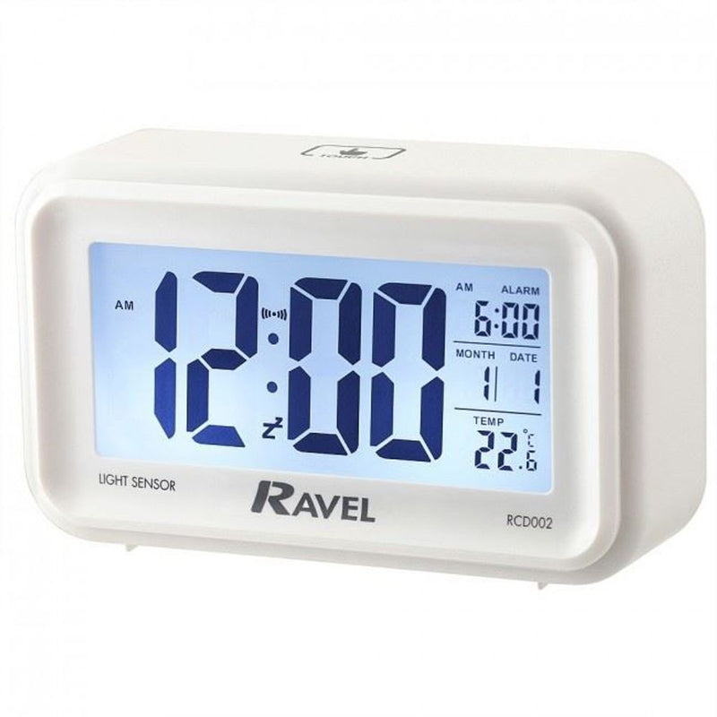 Ravel Quartz LCD Touch Alarm Clock White RCD002.4