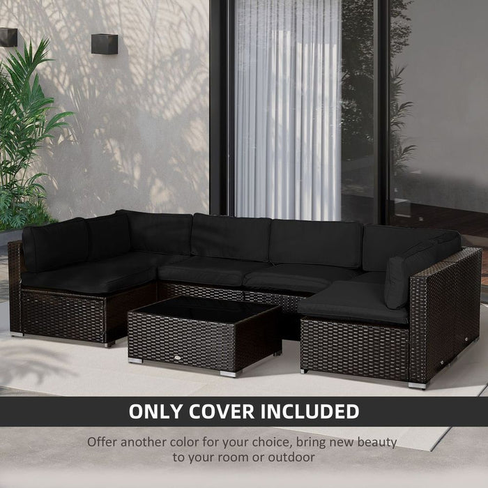 Outsunny Garden Rattan Sofa Set Polyester Cover Replacement No Cushion Black