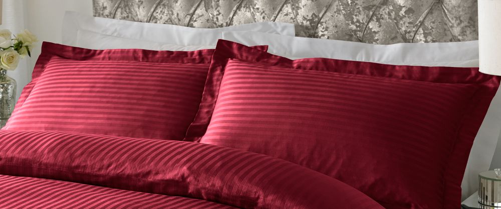 Premium 300 TC Maroon Cotton Sateen Stripe Pillowcase Pair