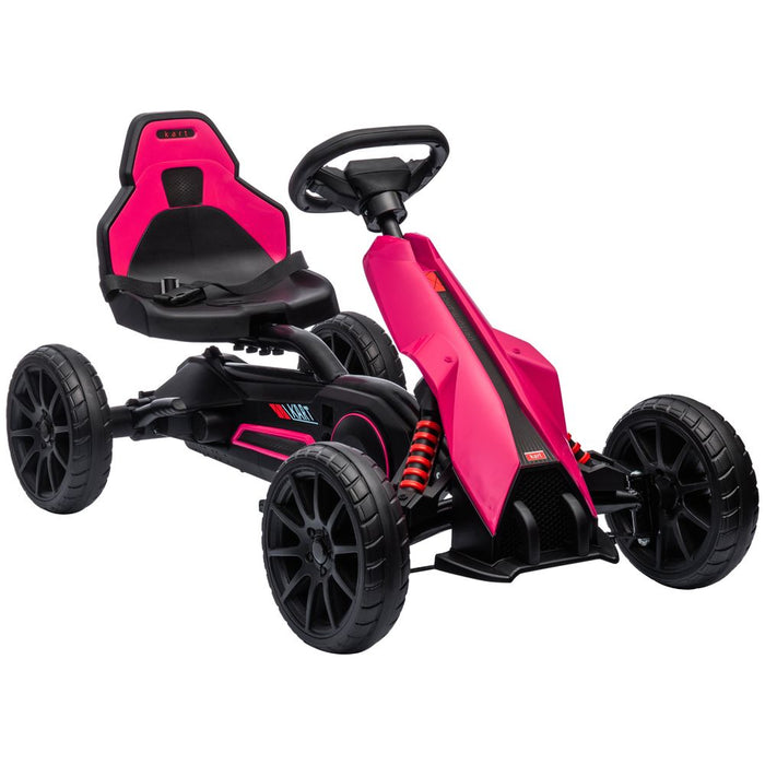 HOMCOM Children Pedal Go Kart with Adjustable Seat, Handbrake - Pink