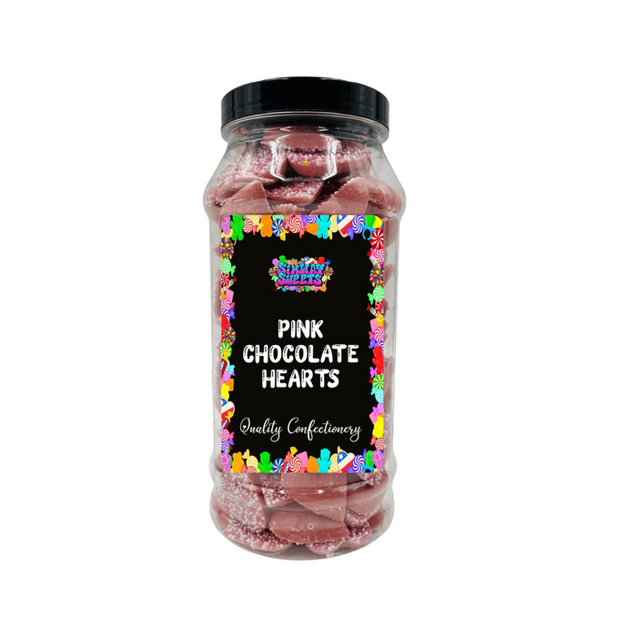 Pink Chocolate Hearts Jazzles Snowies Jazzies Retro Sweets Gift Jar