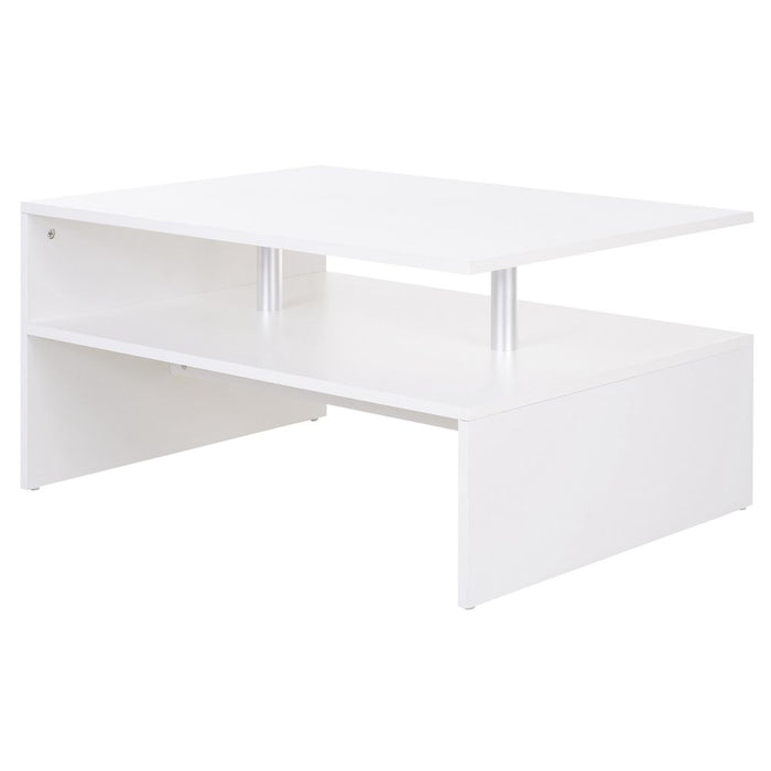 Stylish 2-Tier Coffee Table - Modern Design, White Finish - Perfect for Storage and Display