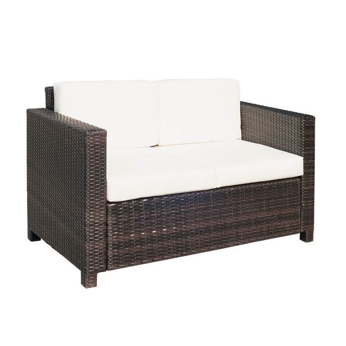 Outdoor 2-Seater Sofa Set | Brown Rattan | Table & Chair | Premium Quality