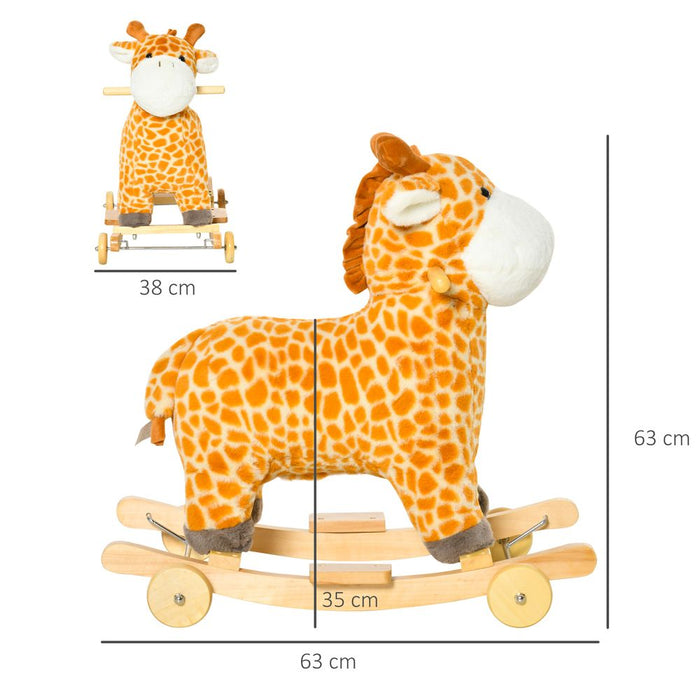 2-in-1 Kids Plush Rocking Gliding Horse Giraffe - High-Quality, Modern, Fun Ride-On Toy