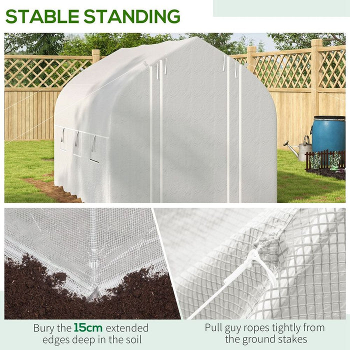 Premium 3x2m Polytunnel Greenhouse: Roll Up Sidewalls, Mesh Door, Plant Labels - Enhance Your Gardening Experience!