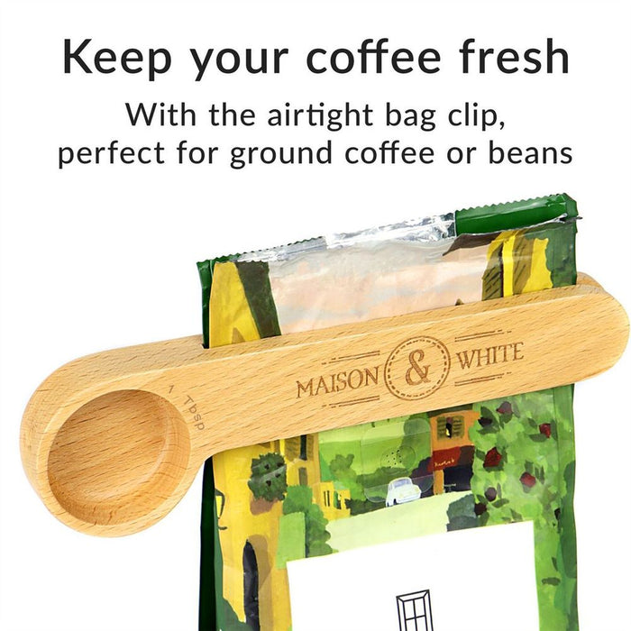 2-in-1 Wooden Coffee Clip & Spoon | Maison & White