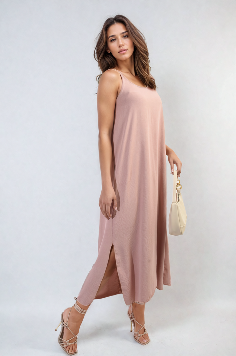 Spaghetti Strap Side Slit Maxi Dress
