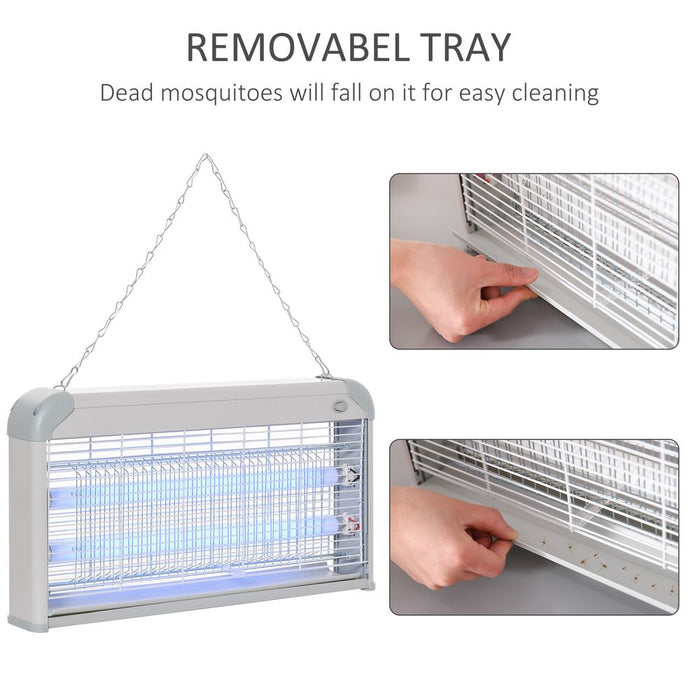 Outsunny 30W LED Mosquito Killer Lamp - Wall-mounted Insect Zapper, Steel-Grey