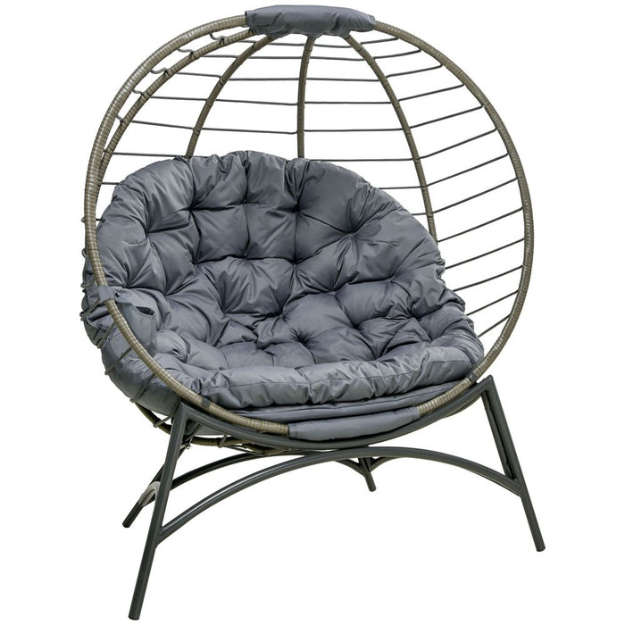 Ultimate Outdoor Relaxation: Outsunny Rattan Egg Chair with Cushion & Bottle Holder