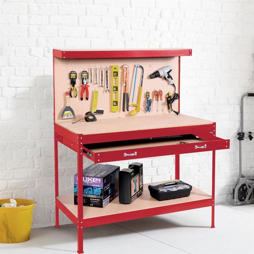 Workbench Heavy-Duty Steel Pegboard Drawer - Red DPD