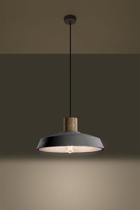 Sleek Afra Concrete/Wood Pendant Lamp - Stylish LED E27 - Modern Loft Design