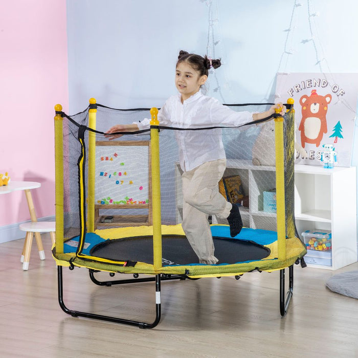 4.6FT Kids Trampoline with Enclosure, for Kids 1-10 Years - Yellow