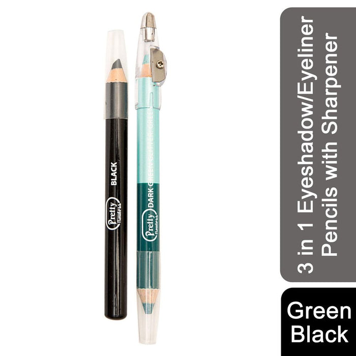 Pretty 3 in 1 Eyeshadow/Eyeliner Pencils with Sharpener