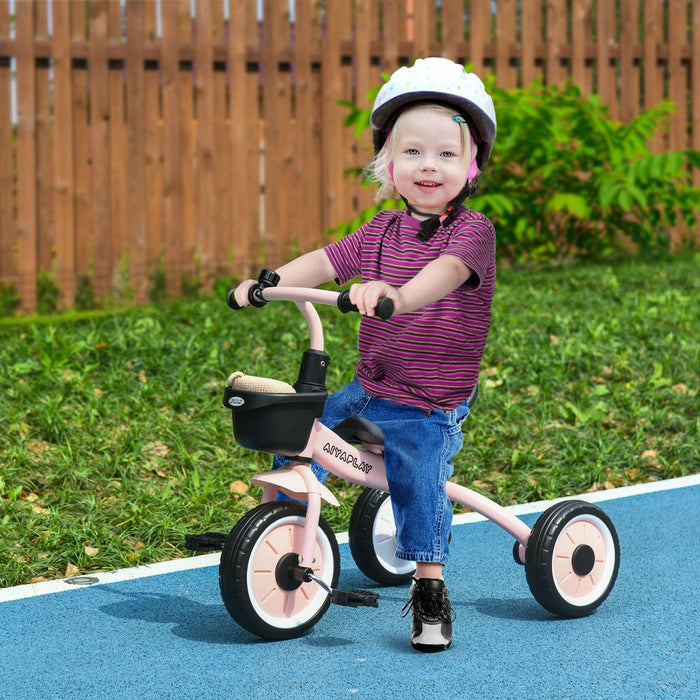 Premium Kids Trike - Adjustable Seat, Basket, Bell - Ages 2-5 - Pink