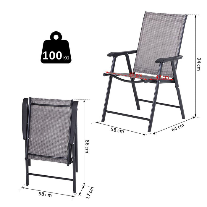 Outsunny Garden Armchairs - 2 PCS Grey Folding Outdoor Patio Furniture - Modern Design - High Quality