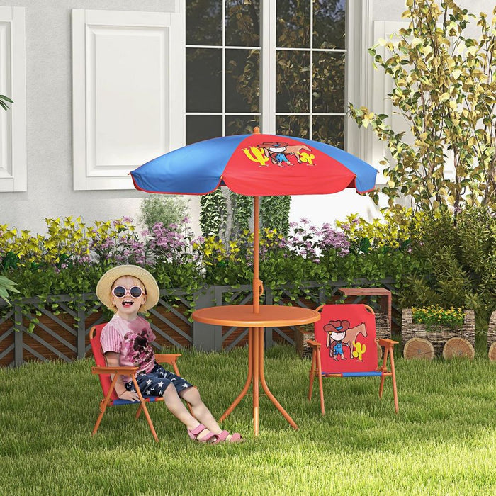 Cowboy-Themed Kids Bistro Table & Chair Set - Adjustable Parasol - Quality Guarantee