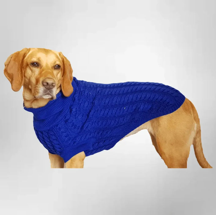 Premium Rascal Dog Jumper - Blue, Cableknit Design