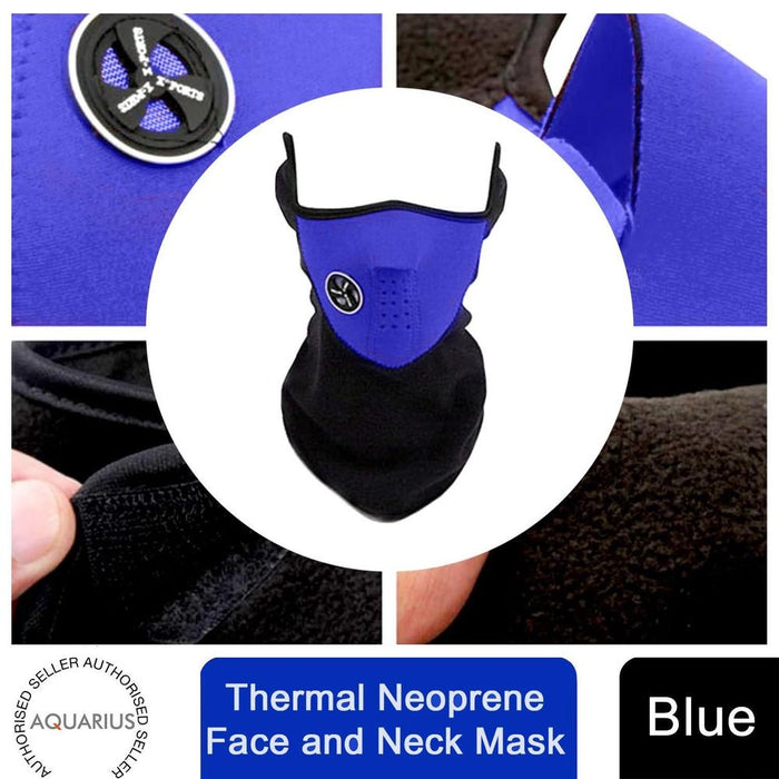 Aquarius Thermal Neoprene Face & Neck Mask - Warm, Breathable, Blue Biker Mask