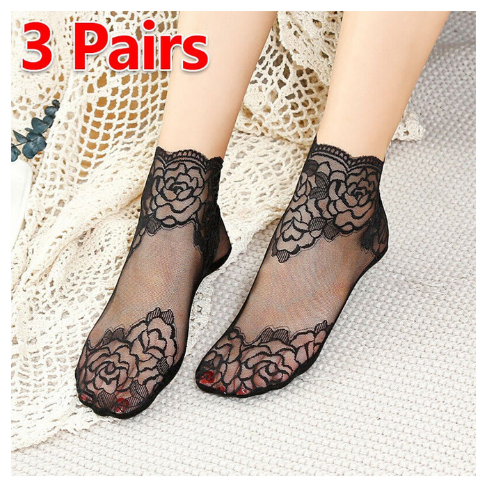 Women Ladies Lace Ankle Sexy Ankle Socks Stocking Floral Elegant Sheer Thin UK