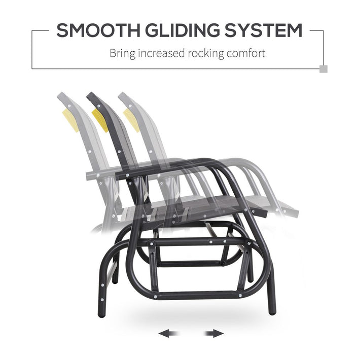 2-Person Glider Bench Patio Double Swing Gliding Chair Loveseat Grey Armrest