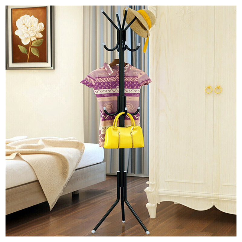 Coat Stand Coat/Hat/Jacket/Umbrella Floor Standing Rack Clothes Hanger Hooks UK