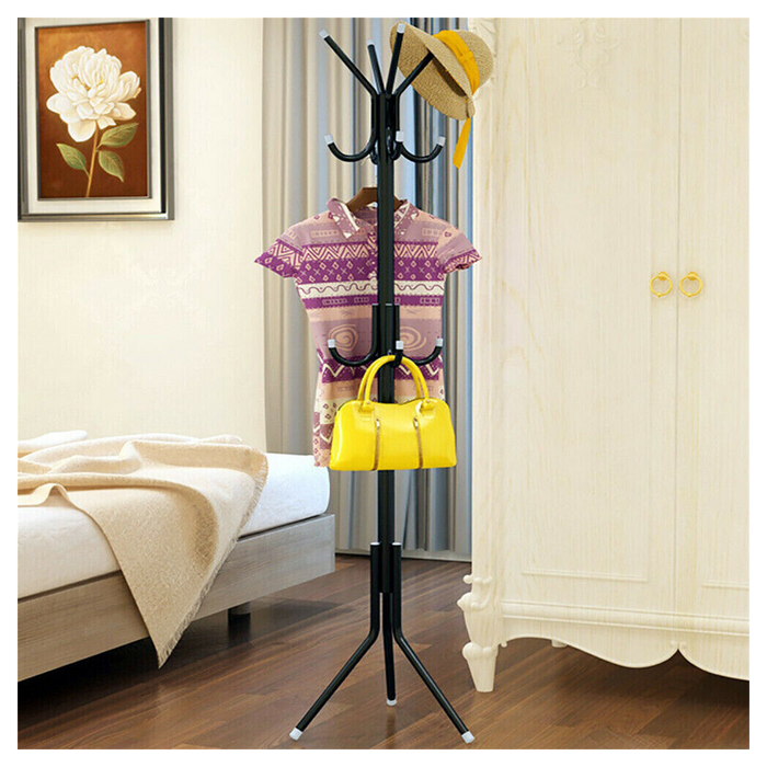 Coat Stand Coat/Hat/Jacket/Umbrella Floor Standing Rack Clothes Hanger Hooks UK