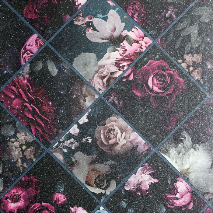 Exquisite Floral Collage - Plum & Teal - Premium Quality