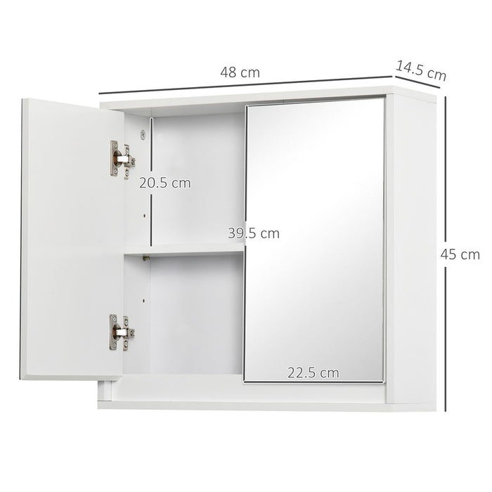 Wall Mounted Mirror Cabinet with Storage Shelf Bathroom Cupboard White