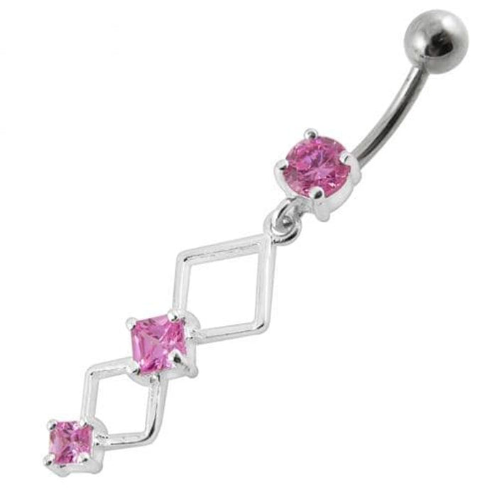 Fancy Jeweled Dangling Curved Bar Navel Ring Body jewelry