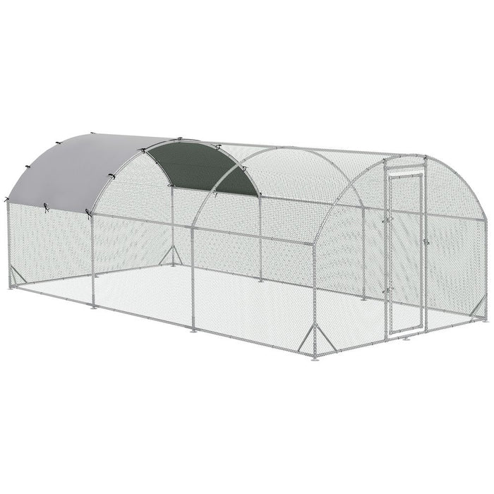 PawHut Walk-In Chicken Run & Coop | 2.8x1.9x2m | Galvanized & Covered | Protects 12-18 Chickens