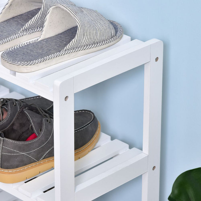 3-Tier Shoe Rack Wood Frame Open Hygienic Storage 57x70cm